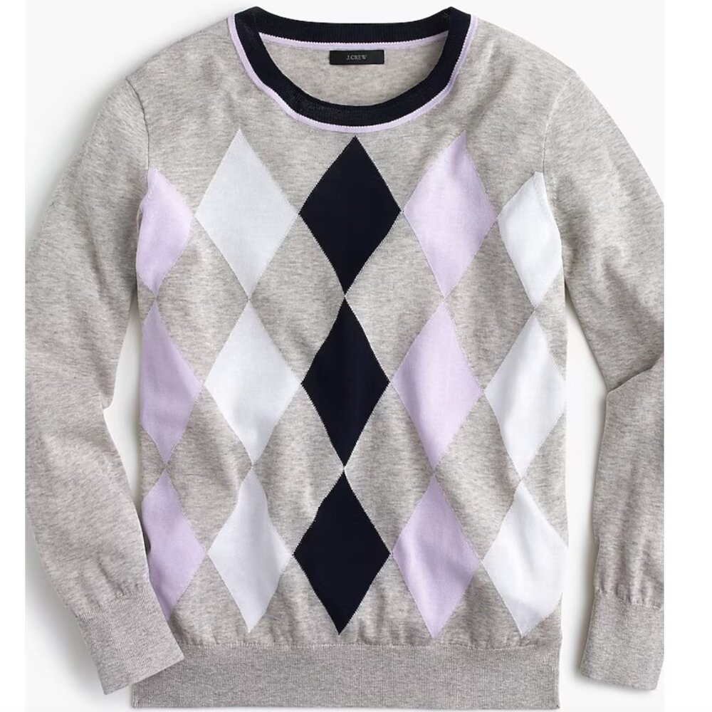 👚 J.Crew Argyle Sweater in Summerweight Cotton - Size XXS